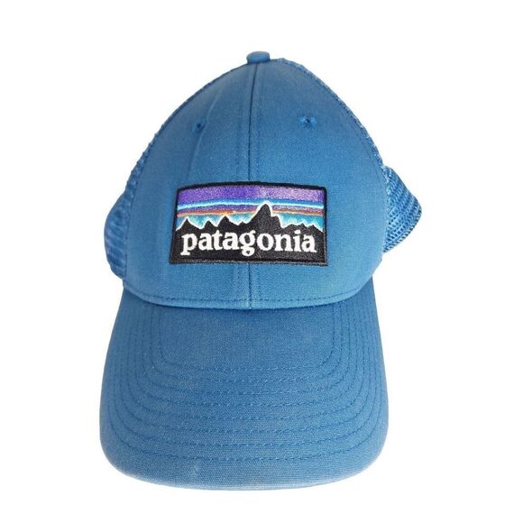 Patagonia Unisex P-6 Lopro Logo OS Blue Distressed Snapback Trucker Cap Hat - Picture 7 of 10